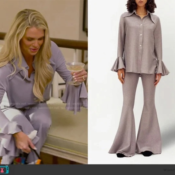 SLEEPER Metallic Lounge SuitPants In Silver Lurex, European Made, MSRP$372 - Picture 2 of 12